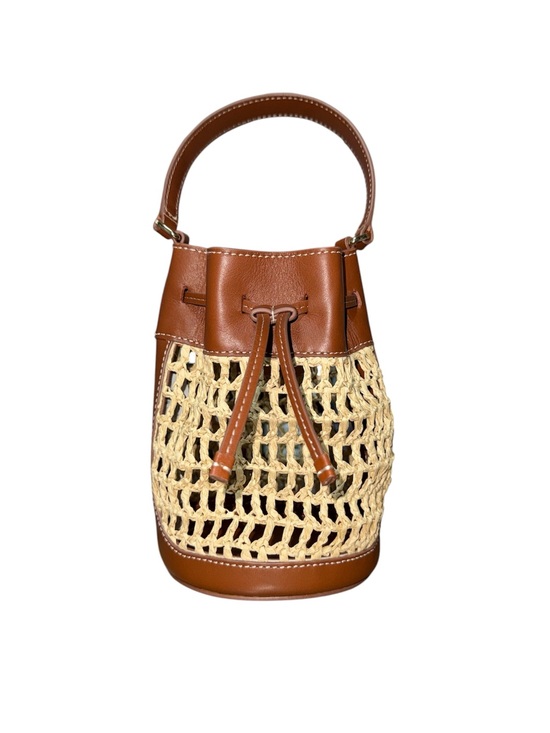J. Crew Handbags - J CREW  Drawstring bag in straw and leather